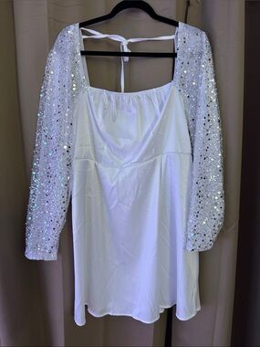 SHEIN Curve 2XL White Satin Top